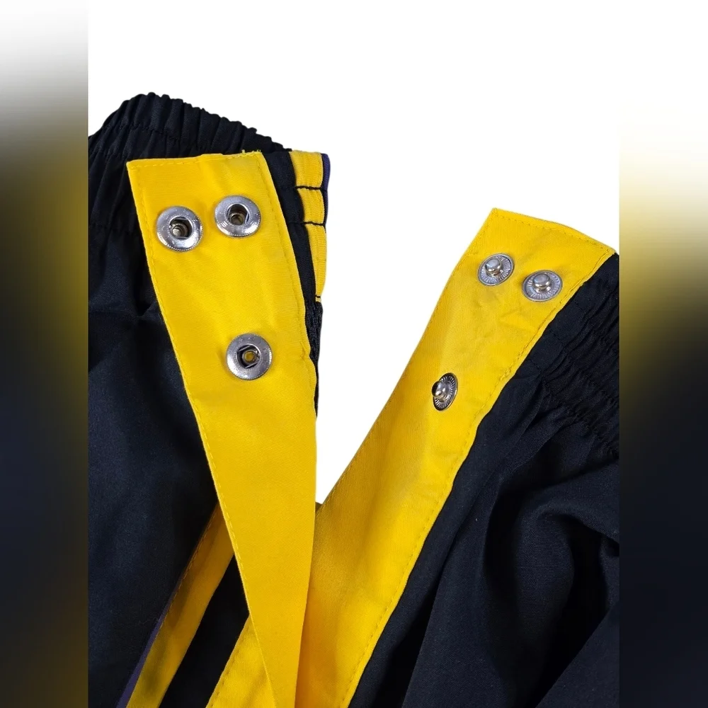 Vintage FUBU NBA Tearaway Track Pants XXL Black Yellow Purple Snap Sides